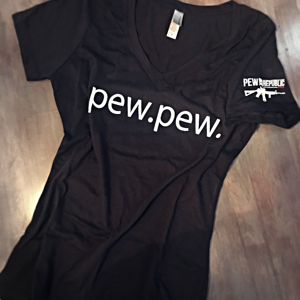 Women's V-Neck Cotton 'Pew.Pew.' T-Shirt - NWOT